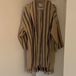 Amuse Society Tan and Brown Striped Coat